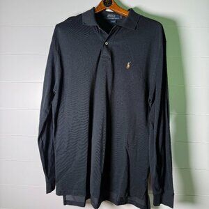 Polo by Ralph Lauren Long Sleeve Polo Black Sz Large 100% Pima Cotton